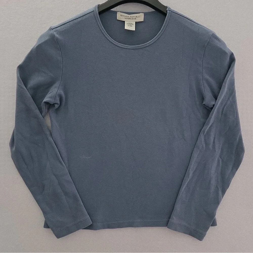 Banana Republic Light Blue Long Sleeve Crew Neck Tee Top Everyday Wear Large